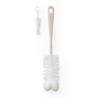 BabyOno, szczotka do butelek i smoczków z gąbką i mini szczoteczką, beżowa