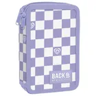 BackUp, piórnik rozkładany, podwójny, z wyposażeniem, Szachownica Fiolet