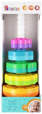 Bam Bam, tęczowa spirala, piramidka, owoce