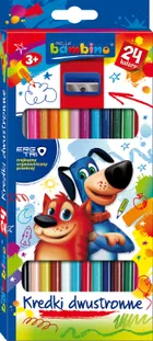 Bambino, kredki ołówkowe dwustronne trójkątne, 24 kolory, 12 szt.