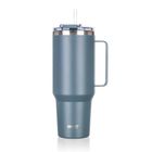Banquet, Twain, stalowy kubek termiczny, termos z rączką i słomką, szary, 1200 ml