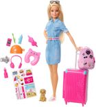 Barbie, Barbie w podróży, lalka z akcesoriami i naklejkami