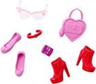 Barbie, Dodatki do ubranek, zestaw różowo-czerwonych akcesoriów