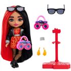 Barbie, Extra Minis, mała lalka, czerwono-czarne włosy