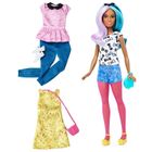 Barbie Fashionistas, Modne przyjaciółki, 42 Blue Violet, Petite, lalka z ubrankami, zestaw