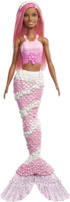 Barbie, lalka syrenka, różowe włosy