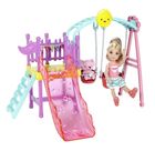 Barbie, Małe zestawy Chelsea, Zjeżdżalnia z huśtawką, zestaw z lalką