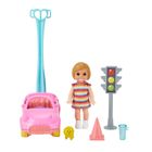 Barbie, mini auto, zestaw z mini lalką z akcesoriami
