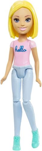 Barbie, On the Go, lalka w różowej bluzce z napisem Hello