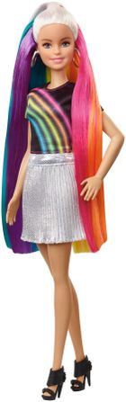 Barbie, Tęczowe włosy, lalka z akcesoriami