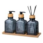 Bathroom Solutions, Ren, zestaw łazienkowy ze szklanym dyfuzorem i tacą bambusową