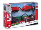 Bburago, Tractor Gift Set Massey Ferguson 8740S, traktor z przyczepą i akcesoriami