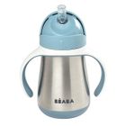 Beaba, butelka kubek niekapek, stalowa, ze słomką, windy blue, 250 ml