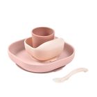 Beaba, komplet naczyń z silikonu z przyssawką, cotton candy