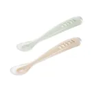 Beaba, zestaw łyżeczek silikonowych w podróżnym etui, Clay/Misty Green, 4 m+, 2 szt.