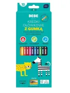 Bebe Kids, kredki ołówkowe, z gumką, 12 kolorów