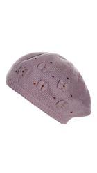 Beret dziewczęcy, ciemnobeżowy, Ambra