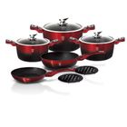 Berlinger Haus, Black-Burgundy, zestaw: garnki granitowe z pokrywą + patelnie, 10 elementów