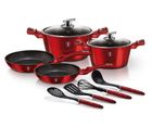 Berlinger Haus, Burgundy, zestaw: garnki granitowe z pokrywą + patelnie + akcesoria, 10 elementów