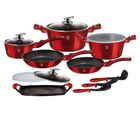 Berlinger Haus, Burgundy, zestaw: garnki granitowe z pokrywą + patelnie + akcesoria, 16 elementów