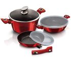 Berlinger Haus, Burgundy, zestaw: garnki granitowe z pokrywą + patelnie, 6 elementów