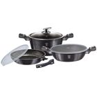 Berlinger Haus, Carbon Pro, zestaw: garnki granitowe z pokrywą + patelnie, 6 elementów