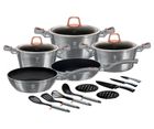 Berlinger Haus, Moonlight, zestaw: garnki granitowe z pokrywą + patelnie + akcesoria, 17 elementów