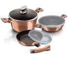 Berlinger Haus, Rose Gold, zestaw: garnki granitowye z pokrywą + patelnie, 6 elementów