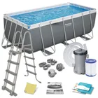 Bestway, basen stelażowy z pompą filtrującą i akcesoriami, prostokątny, 412-201-122 cm, zestaw 11w1
