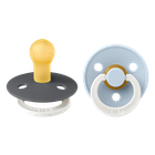 Bibs, Colour, smoczek uspokajający, kauczuk Hevea, Iron Glow&Baby Blue Glow, rozmiar 1, 2 szt.