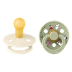 Bibs, Muminki, Colour Friends, smoczek uspokajający, kauczuk Hevea, Ivory mix, rozmiar 1, 2 szt.