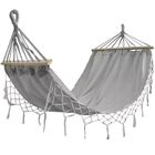 Black Forest, hamak ze stelażem, szary z frędzlami, 1 osobowy, 100-200 cm
