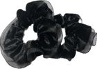 Bling, welurowa gumka do włosów, scrunchie z koronką, czarna, 2 szt.