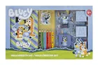 Bluey, mega zestaw kreatywny, notanik, kredki, naklejki i stemple