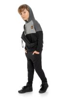 Bluza chłopięca z kapturem, czarno-szara, Quimby