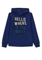 Bluza chłopięca z kapturem, granatowa, Hello Where Is The Wifi?, Tom Tailor