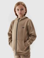 Bluza chłopięca z kapturem, rozpinana, beżowa, 4F