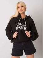 Bluza damska z kapturem, czarna, Ex Moda