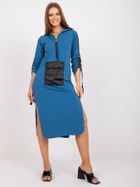 Bluza damska z kapturem, niebieska, Ex Moda