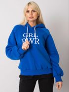 Bluza damska z kapturem, niebieska, Ex Moda