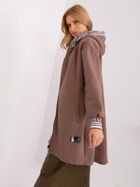 Bluza damska z kapturem, rozpinana, brązowa, Relevance
