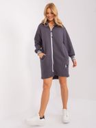 Bluza damska z kapturem, rozpinana, grafitowa, Relevance