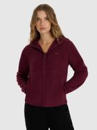 Bluza damska z kapturem, rozpinana, polarowa, bordowa, 4F