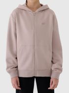 Bluza dziewczęca z kapturem, rozpinana, beżowa, 4F