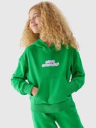 Bluza dziewczęca z kapturem, zielona, 4F