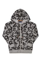 Bluza z kapturem chłopięca, rozpinana, szara, literki, Quimby