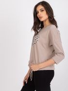 Bluzka damska z długim rękawem, beżowa, Relevance