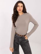 Bluzka damska z długim rękawem, beżowa, Sublevel