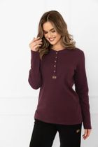 Bluzka damska z długim rękawem, bordowa, Italian Fashion