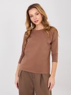 Bluzka damska z długim rękawem, brązowa, Basic Feel Good